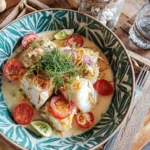 Filet de cabillaud poché au lait de coco et citron vert