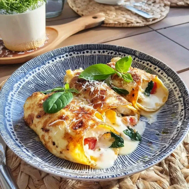 Omelette roulée aux épinards et fromage frais en 10 minutes