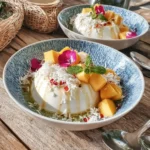 Panna cotta au lait de coco et mangue fraîche