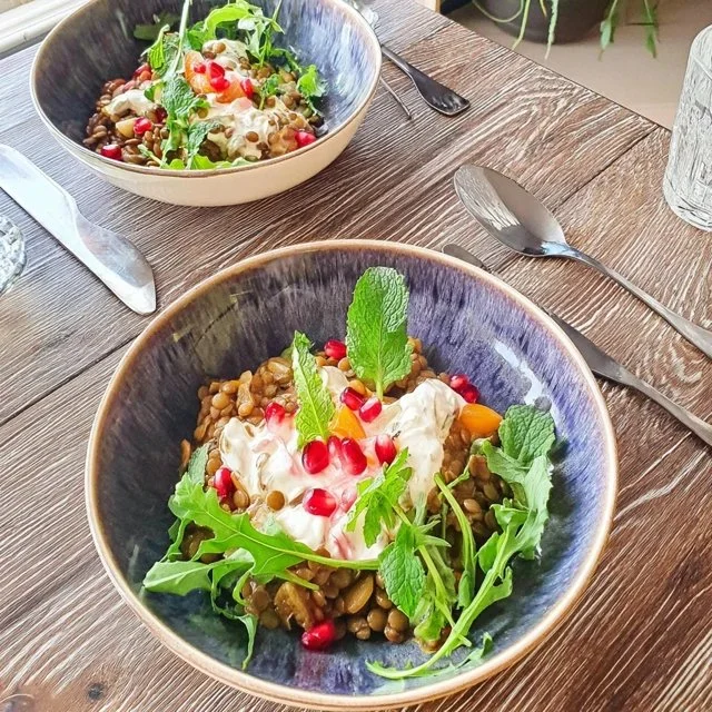 Salade de Lentilles Corail à la Menthe et Grenade