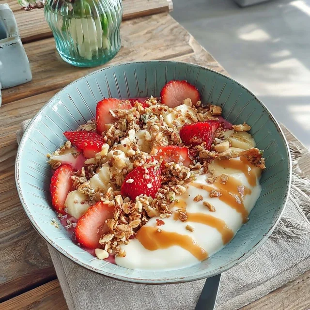 Smoothie bowl fraise banane et granola maison